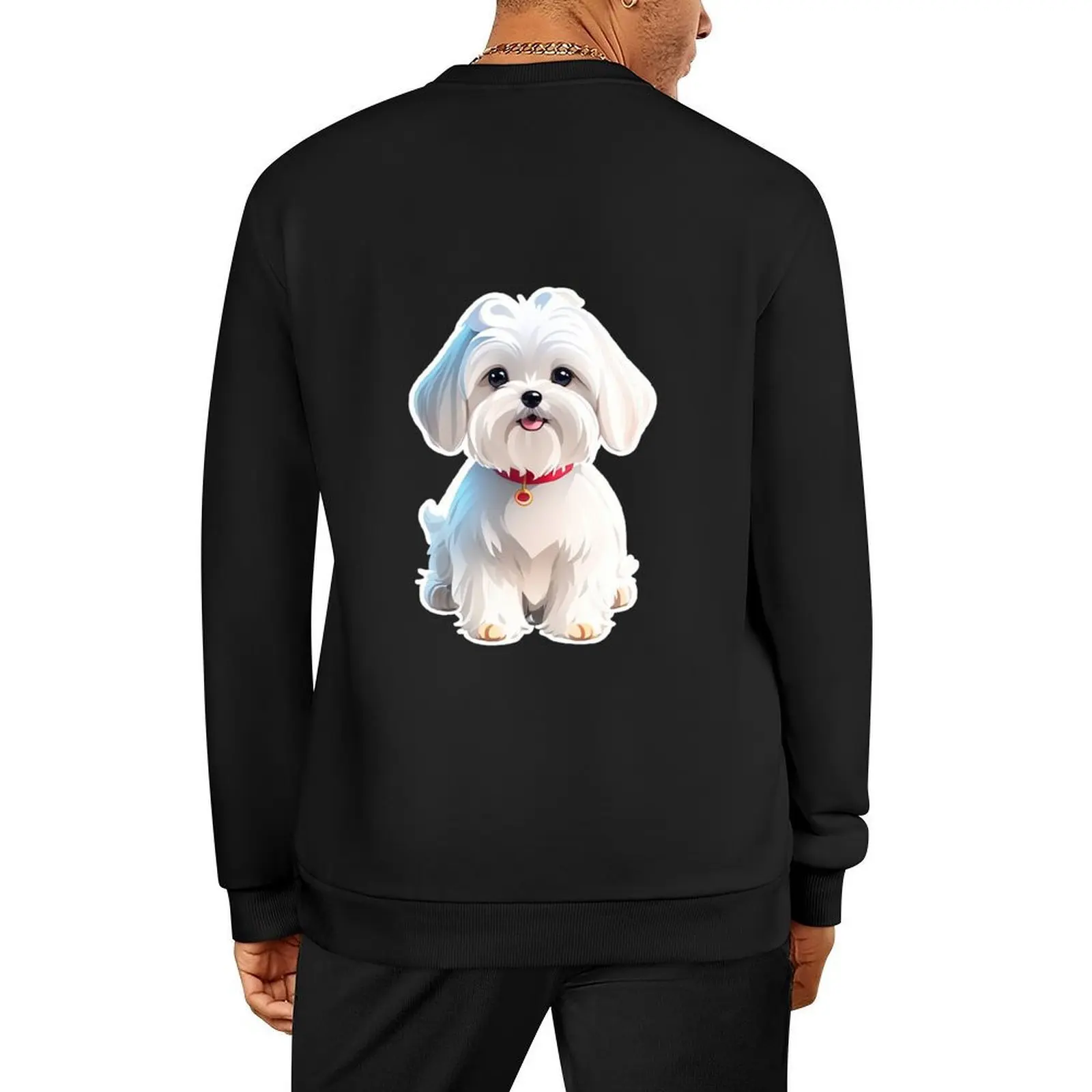 

Cute Dog Sticker Maltese Dog Digital Clipart Pullover men clothing graphic t shirts men korean clothes hoody