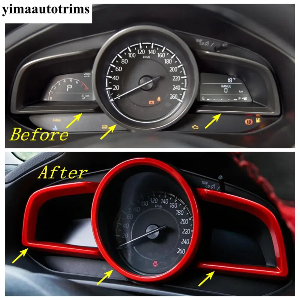 

Dashboard Stopwatch Speed Frame Decoration Cover Trim For Mazda 3 Hatchback Sedan 2014 - 2018 ABS Red / Carbon Fiber Accessories
