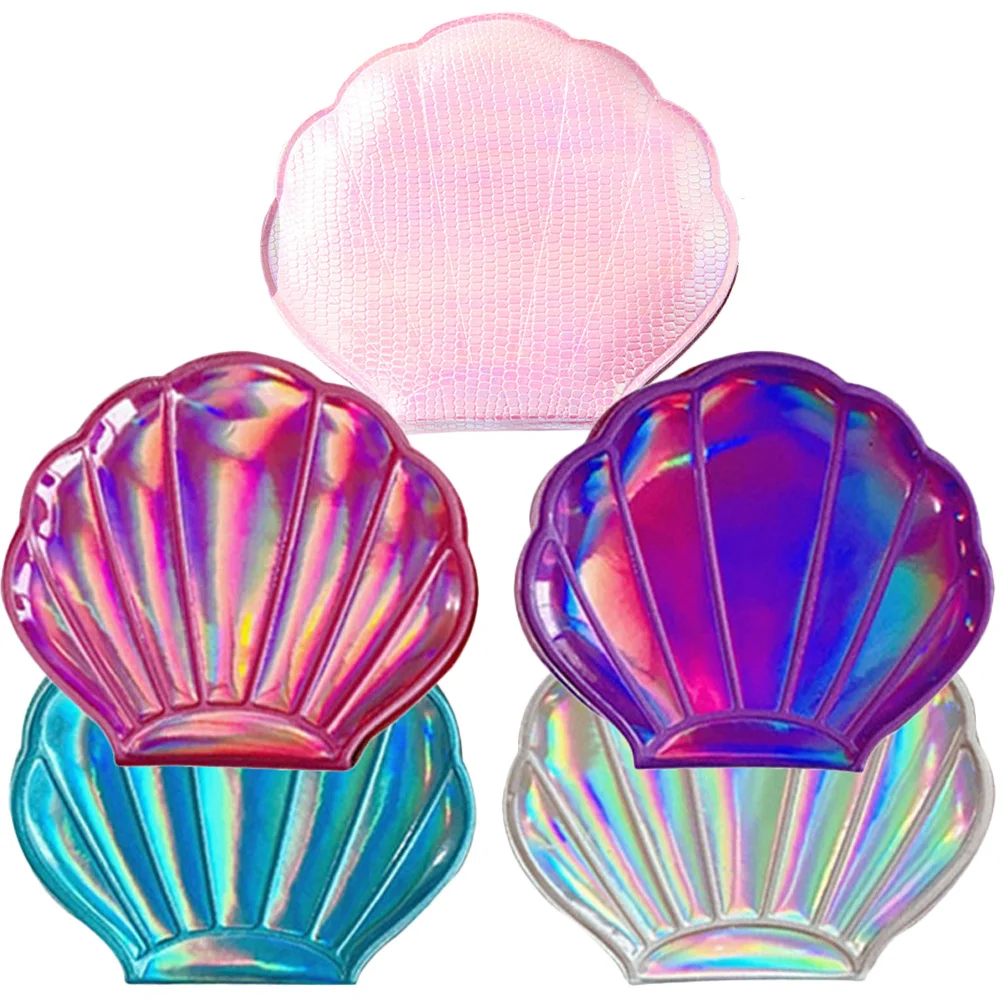 5 قطع فلاش شل مرآة صغيرة رائعتين مرآة اليد الصغيرة متعددة الوظائف قابلة للطي مقاومة للاهتراء للسفر ماكياج الأساسية