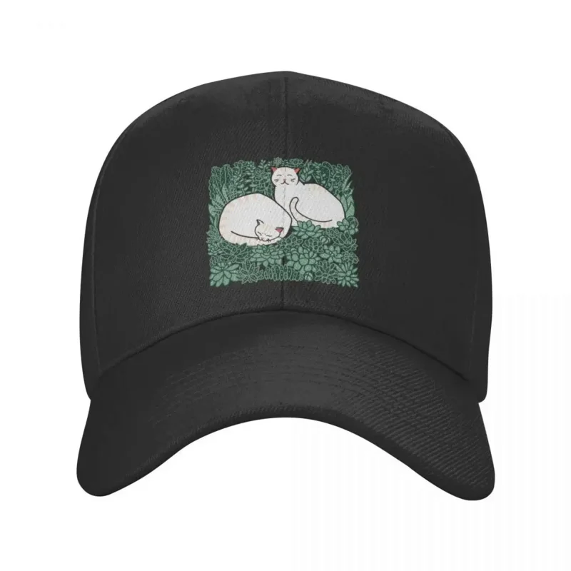 Cats in a succulent garden Baseball Cap Sunscreen Hip Hop Women Hats Men's