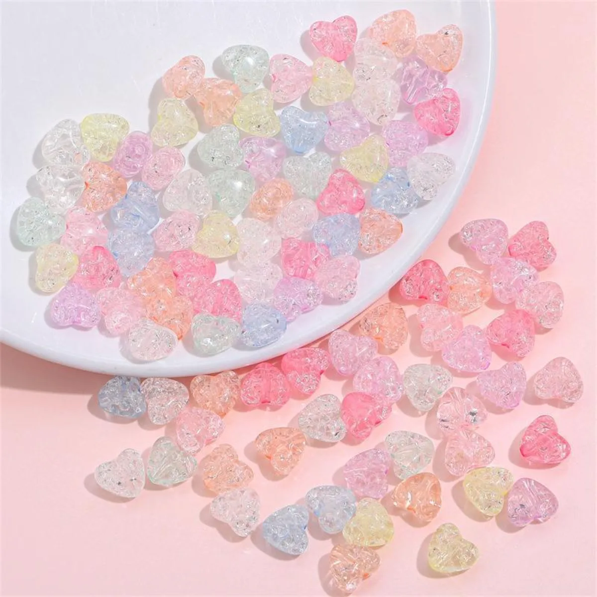 TX23 70pcs 10x9mm Cream Color Acrylic Bead Peach Heart Bead DIY Handmade Jewelry Bracelet Accessories Necklace Trend Wholesale