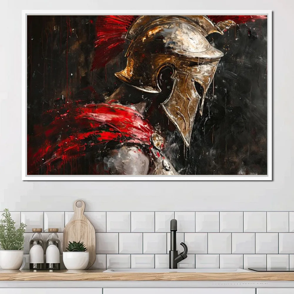 

Classic Spartan Warrior Armor Canvas Painting Greek Mythology Vintage Art Poster Print Living Room Wall Background Home Decor