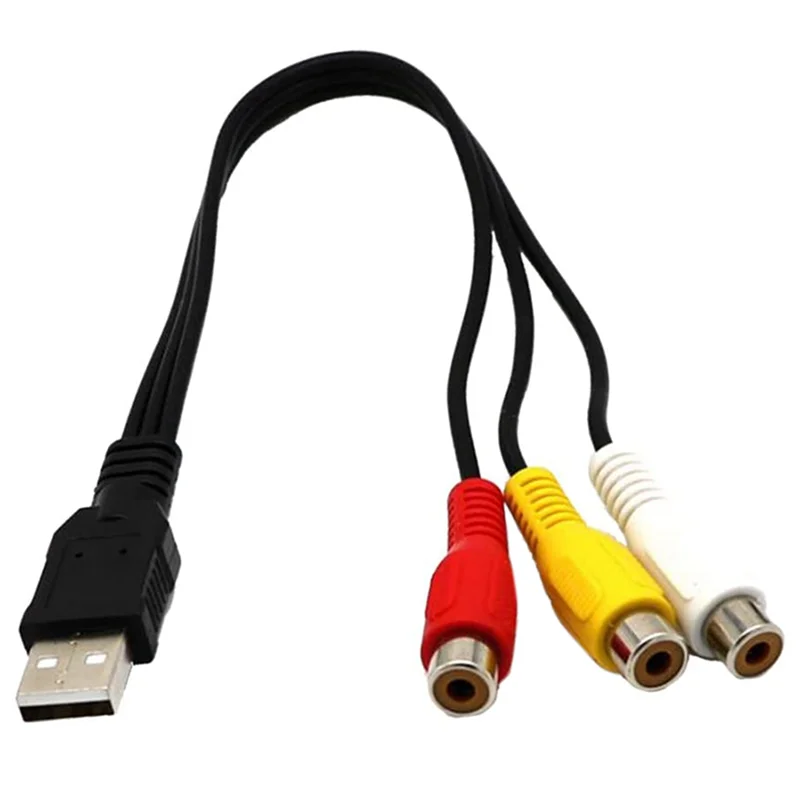 【Flash-Deal!】3X USB To 3RCA Cable USB Female To 3 RCA Rgb Video AV Composite Adapter Converter Cable Cord Connector Lead