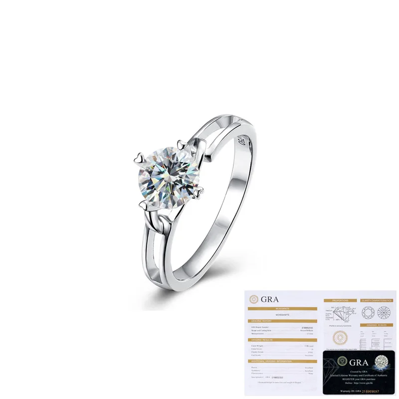 Classic 100% s925 sterling silver ring women's twisted arm bow, four claw one carat moissanite ring women's ring wedding jewelry