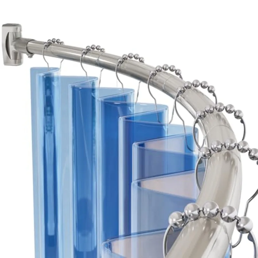 

Изогнутый телескопический карниз для душевой занавески 20-84 дюйма, сверхпрочный, нержавеющий, регулируемый, для ванной комнаты