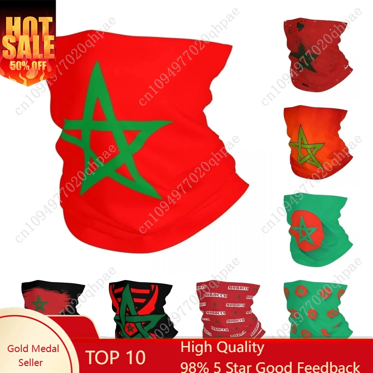 

The Flag Of Morocco Bandana Neck Gaiter Printed Balaclavas Mask Scarf Warm Headwear Riding Unisex Adult All Season