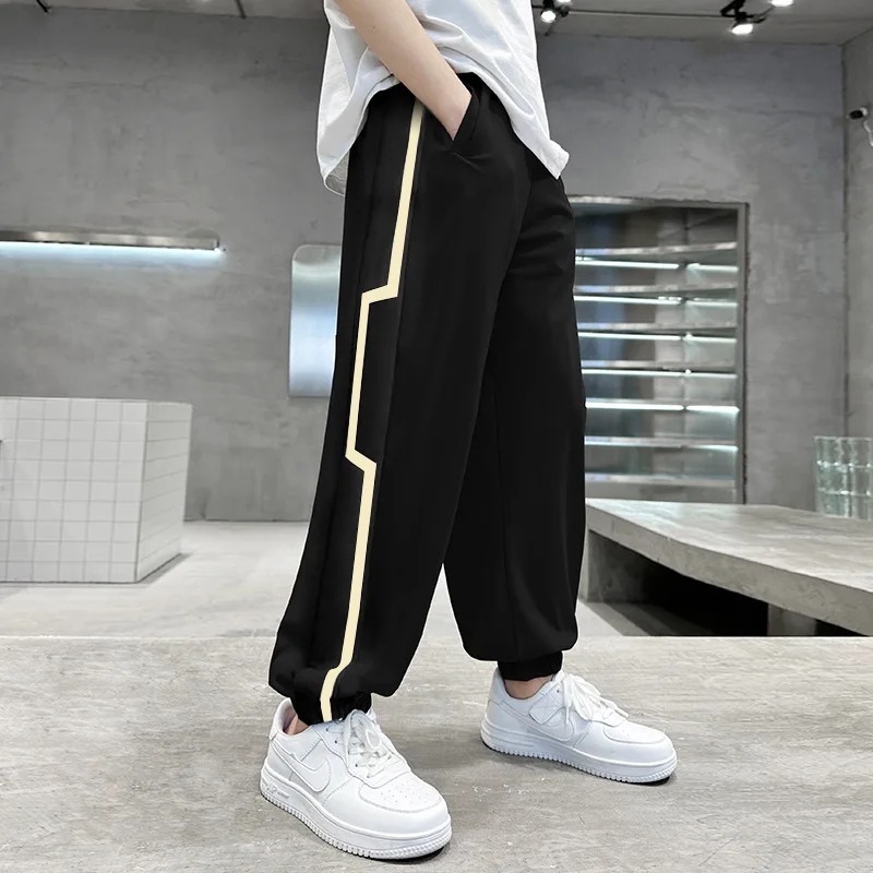 

Boys' Pants Quick-Dry Pants2024Summer New Ice Silk Leggings Solid Color Crawler Trendy Sports Pants