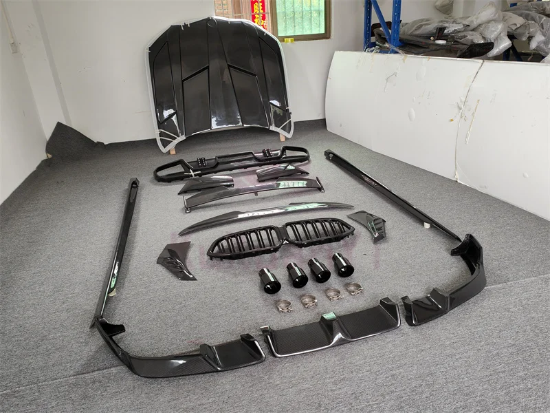 

New LD design body kit for F96 X6M carbon fiber front bumper lip rear diffuser side skirt engine hood X6
