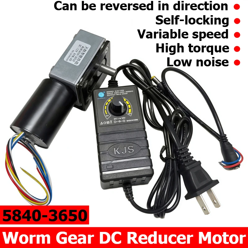 5840-3650 brushless DC speed reducer motor with adjustable power supply, power cord, bracket and motor 12V 24 self-locking