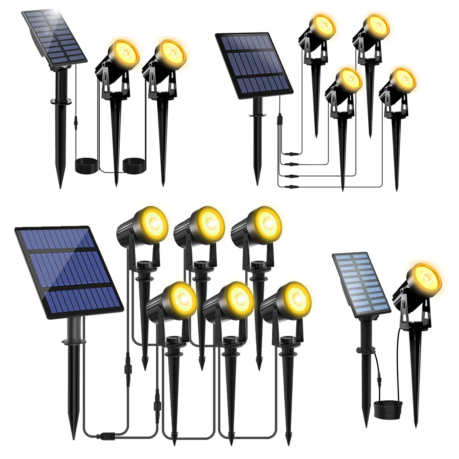 

Солнечный уличный светильник с 1/2/4/6 светодиодами, IP65, 3000K, для сада, ландшафта, дорожек, настенный светильник для декора деревьев, двора, улицы, солнечный прожектор для газона