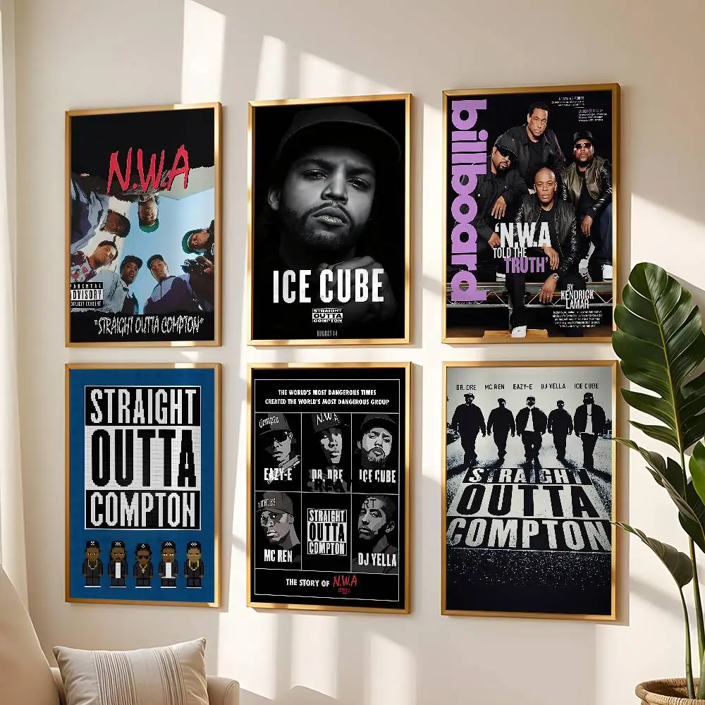 N-NWA Hip Hop Rapper Straight Outta Compton Poster High Quality Print Waterproof Wall Art Sticker For Bar Living Room Decor Gift