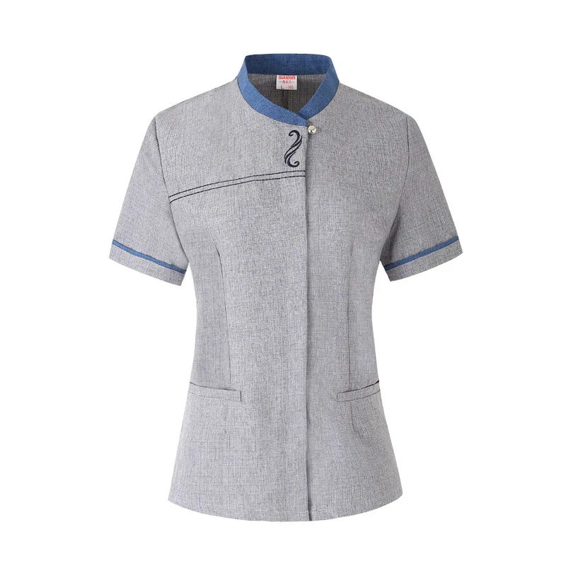 Uniforme de travail pour les femmes, ensemble à manches courtes, vêtements pour tante d'hôtel, nettoyeur de propriété d'hôtel, tenue d'été pour serveur