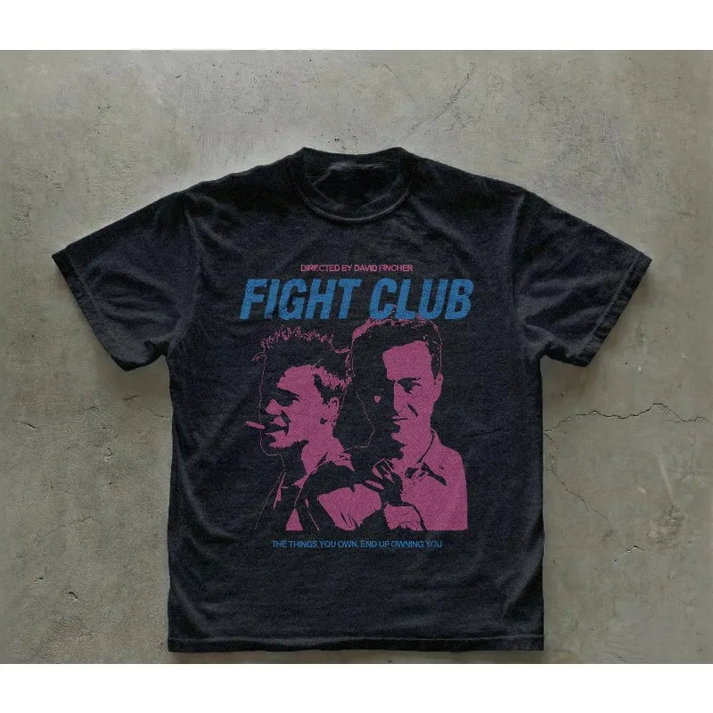 Fight Club T-Shirt Retro Movie Art Tee David Fincher Cult Film Vaporwave Style Minimalist Tyler Durden Graphic Unisex Cotton Tee