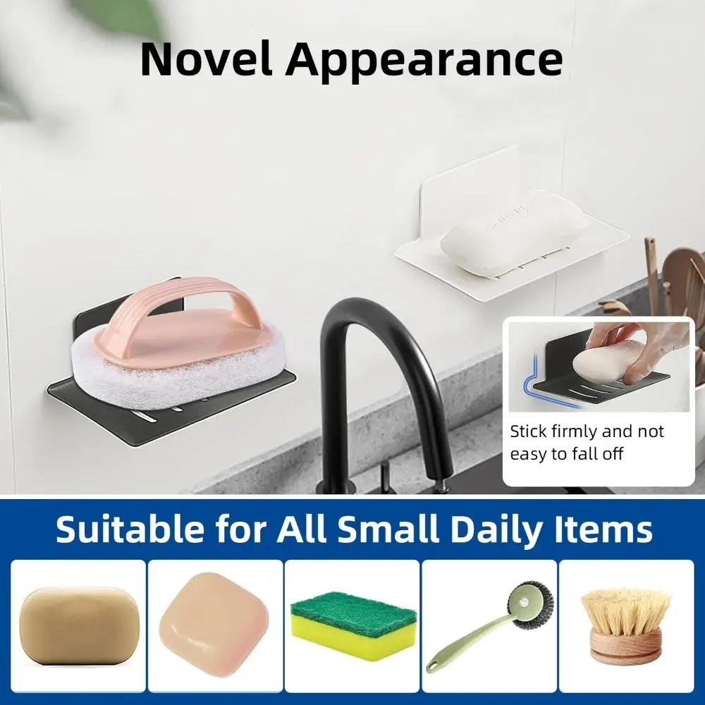 

Space Aluminum Soap Dish Holder Wall Mounted Non-punched Heavy Duty Soap Tray Easy To Install Single Layer Shower Soap Saver