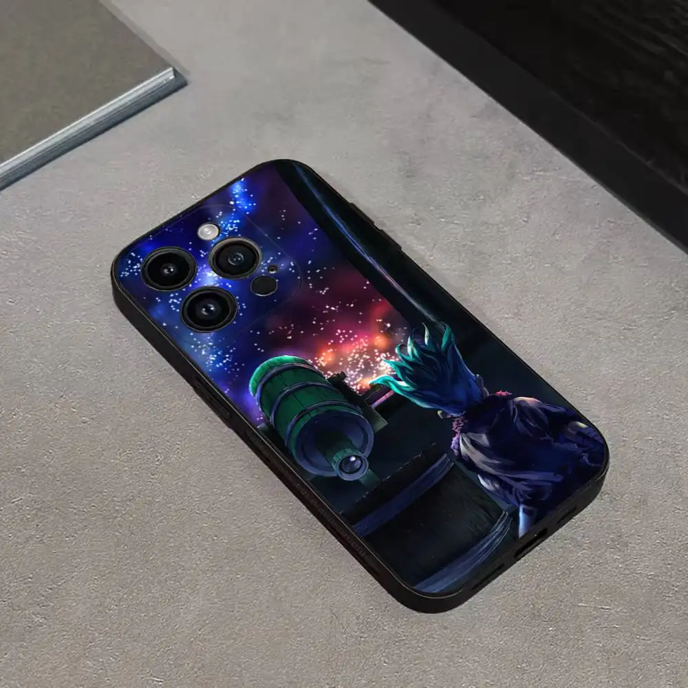 Etui na telefon z motywem anime S-Senku Ishigami dla iPhone 17, 16, 15, 14, 13, 12, Pro, Max, Plus, E, SE4, Air, Mini, czarne, miękkie.