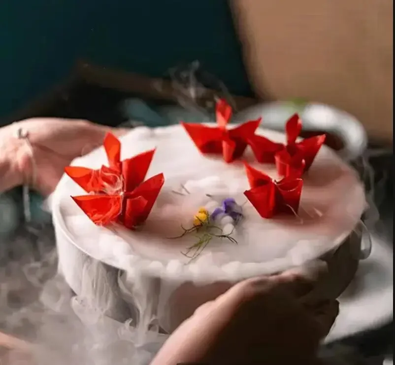 

Round Smoke Dry Ice Plate Restaurant Sashimi Sushi Plate Decorative Dessert Plate Nordic Home Kitchen Creative Ceramic Tableware