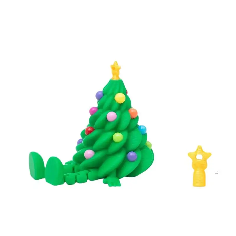 {MX} تماثيل أشجار عيد الميلاد المطبوعة ثلاثية الأبعاد مع وصلات متحركة صغيرة لطيفة ملونة لعيد الميلاد لتقوم بها بنفسك ديكور مكتب المنزل الحلي #6