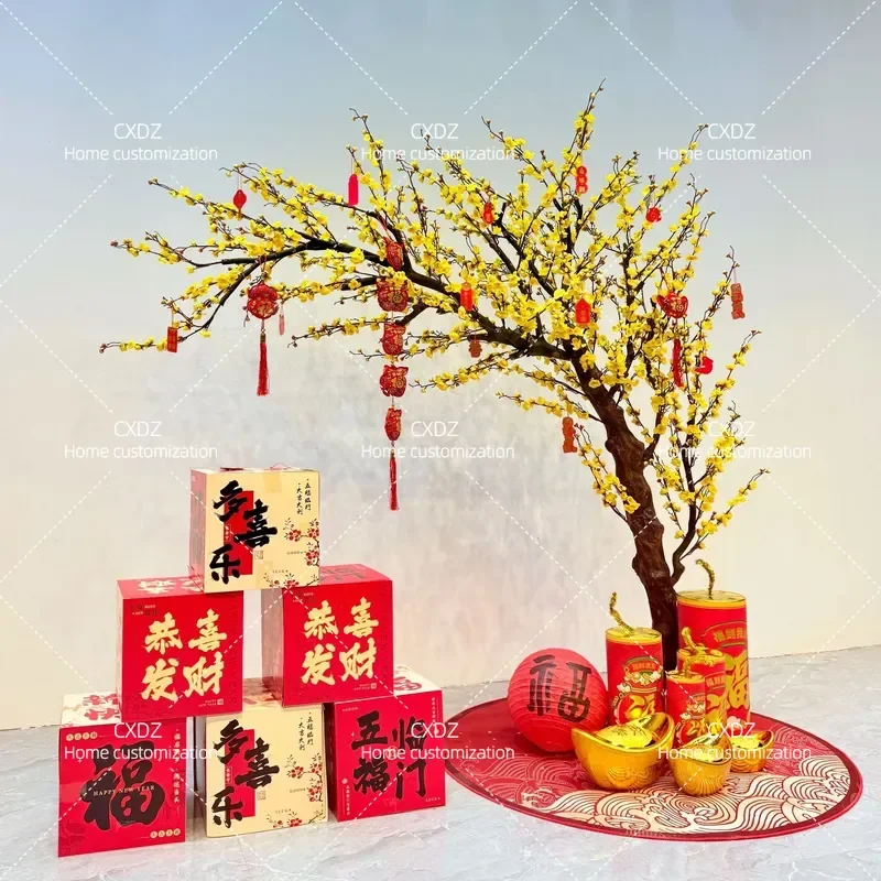 Simulation Plum Blossom Tree Wishing Tree Artificial Fake Tree for Indoor Outdoor Landscaping Decoration New Year Hotel