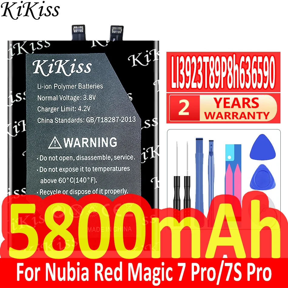 

Мощная батарея 5800 мач KiKiss LI3923T89P8h636590 для ZTE Nubia Red Magic 7/7S Pro NX709J NX709S magic7 pro