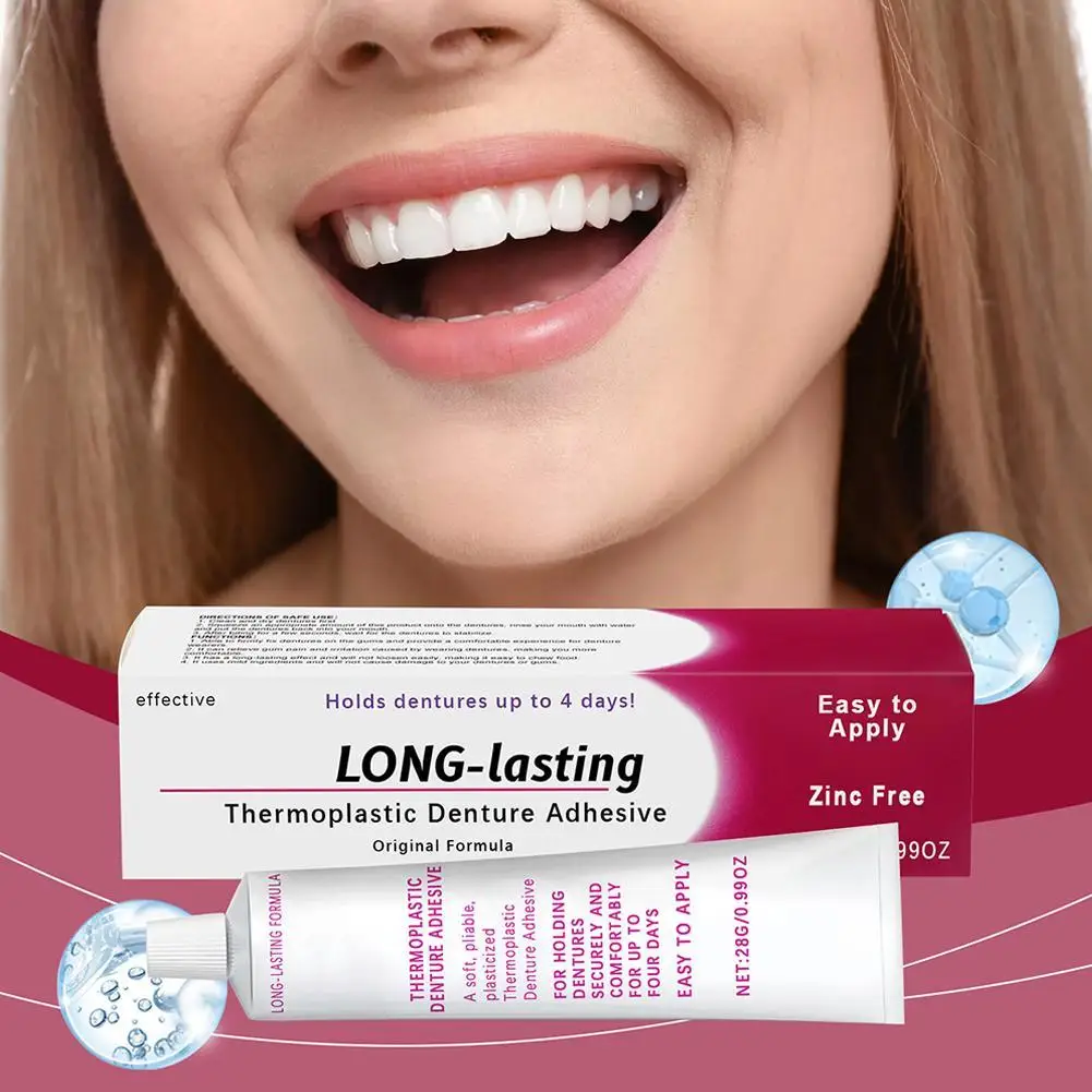 Denture Adhesive Cream 10g/0.4oz Sample Size All Day Hold Non-Zinc Formula False Teeth Glue