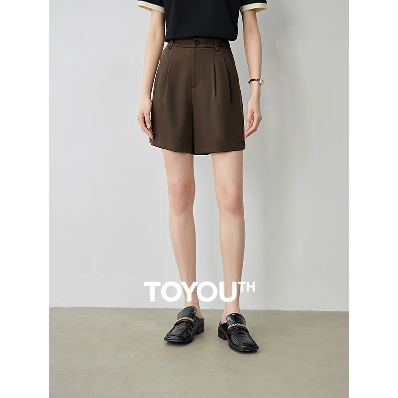 TOYOUTH Leisure Pants For Women's New Summer 2024, With A Smooth And Comfortable High Waist And Wide Leg Shorts