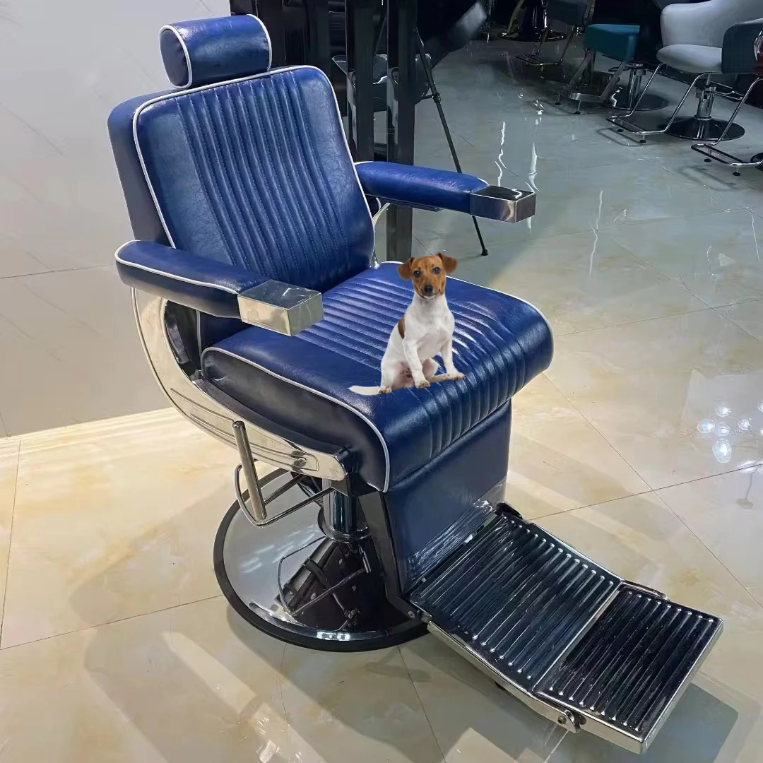 

Blue Customize Logo Ice Barber Chair Capone Classic Barbershop Folding Hair Salon Elegant Hairdressers Adjustable Footrest Chair