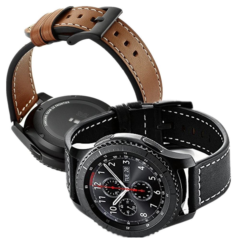 For Galaxy Watch 46mm Bands Gear S3 Bands 22mm Leather Strap Replacement Buckle Band for Samsung Gear S3 Frontier Watch bracelet