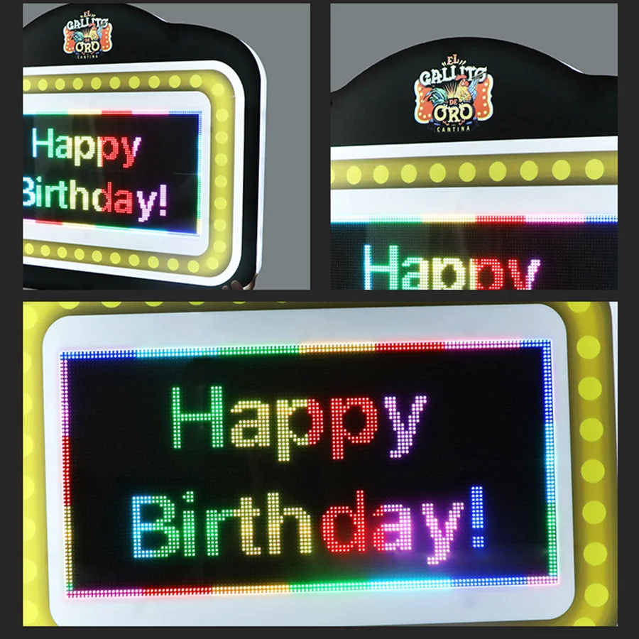 APP Programmable Scrolling LED Display Rack Custom Message Board Signs Acrylic Service Club Sign Happy Birthday Bottle Presenter
