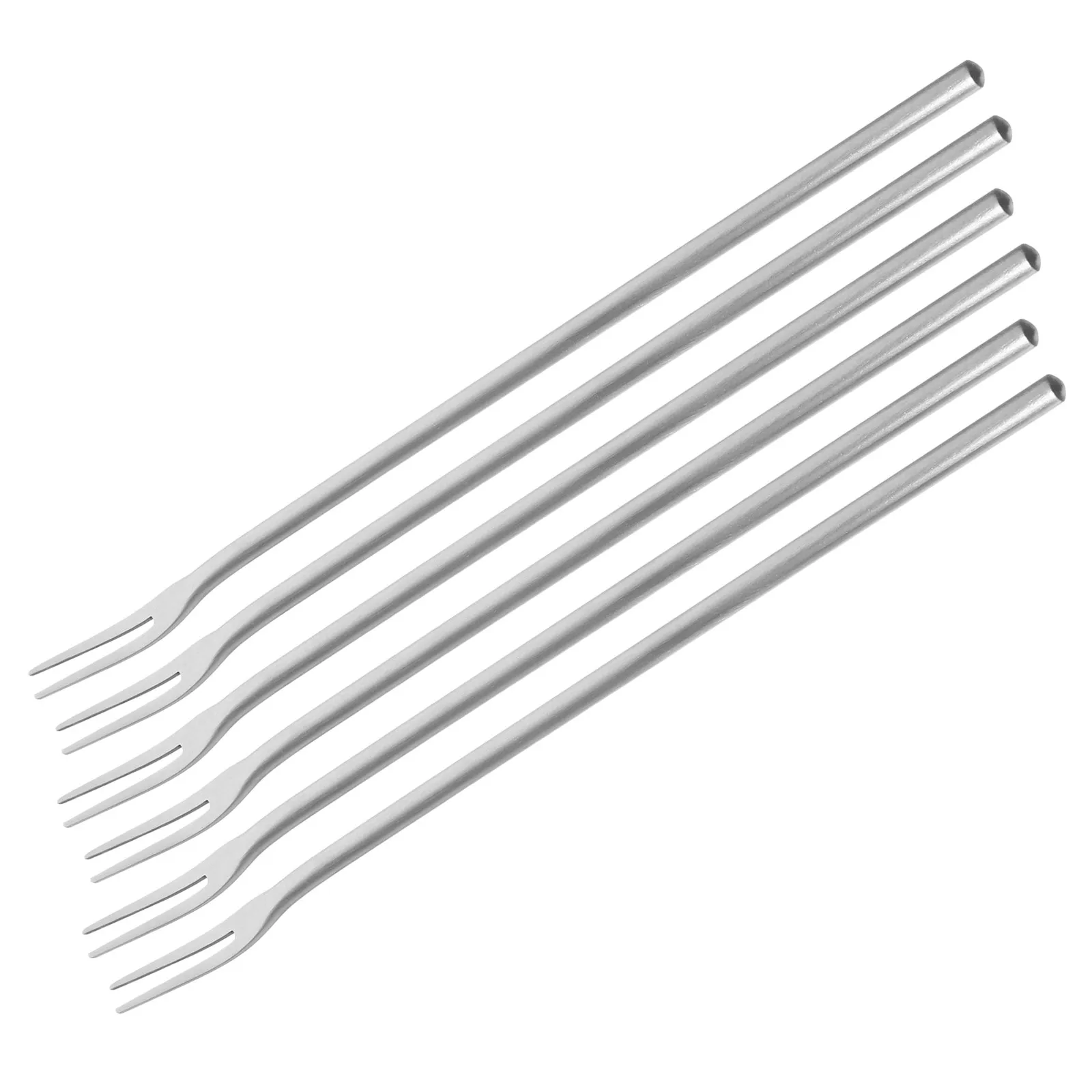 6Pcs Stainless Steel Fruit Forks Long Handle Two Prong Appetizer Dessert Forks Pickle Picker Wedding Party Snacks