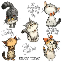 Mangocraft Cute Kitty Cats Cutting Dies Clear Stamp DIY Scrapbooking Metal Dies Silicone Stamp For Card Albums Crafts Decor