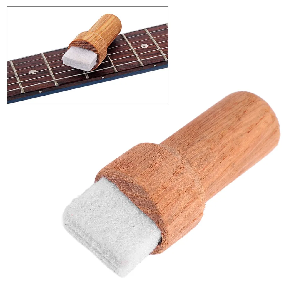 Wood+High Density Felt Guitar Cleaning Brush Wood Handle Wood Color Fretboard Dust Cleaner String Cleaning Tool String Care