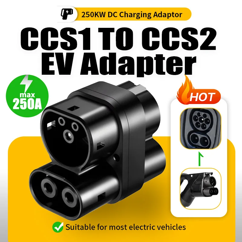 CCS1 to CCS2 EV adapter supports DC and AC 250A CCS Combo1 charger CCS2 Suitable for Electric Vehicle Fast Charging Adaptor byd