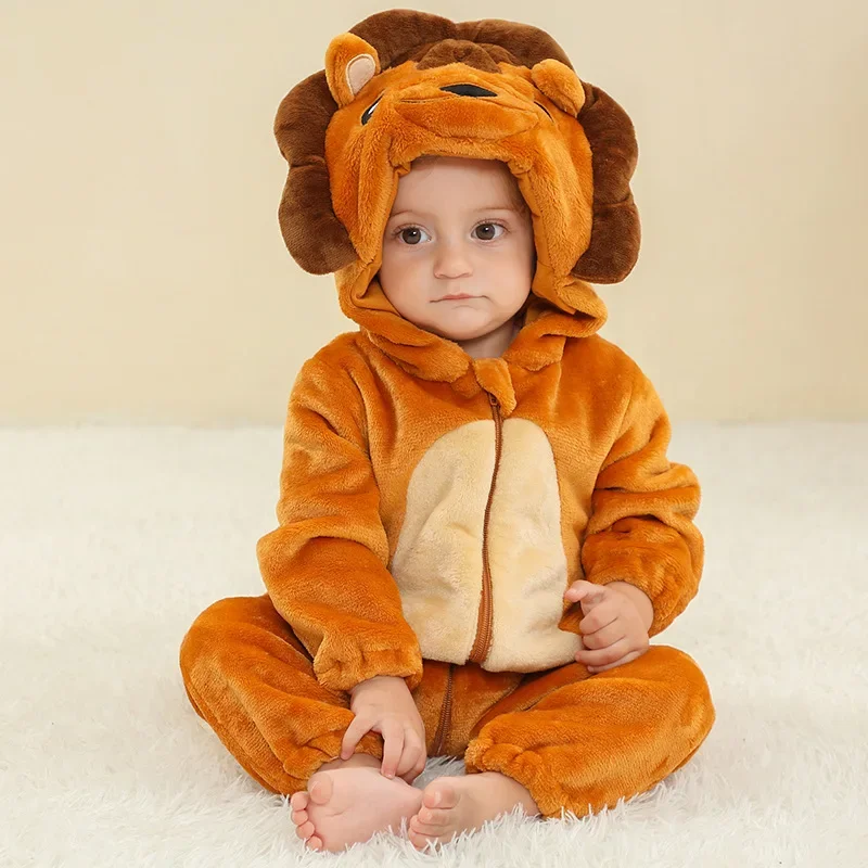 

Baby Rompers Winter Kigurumi Lion Costume for Girls Boys Toddler Animal Jumpsuit Infant Clothes Pyjamas Kids Overalls Girls Wear