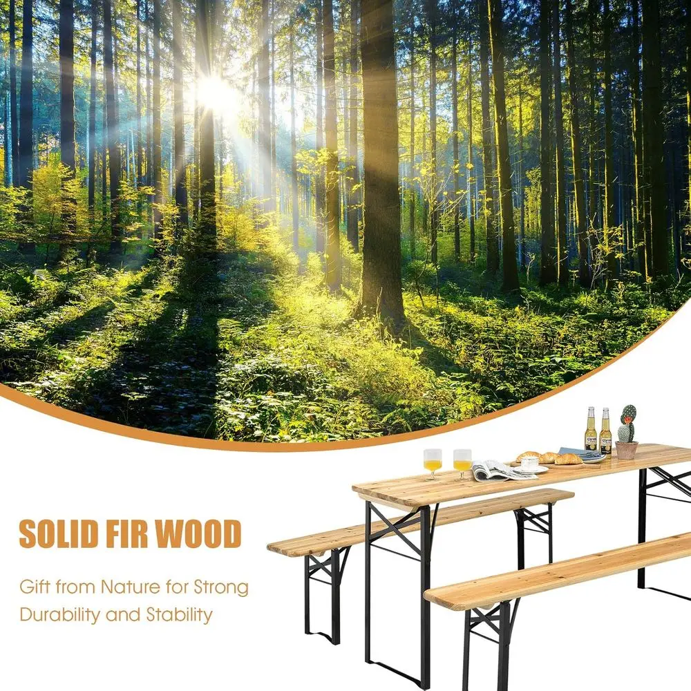 Japandi Folding Solid Wood Outdoor Dining Table Set compact folded state for minimal space consumption