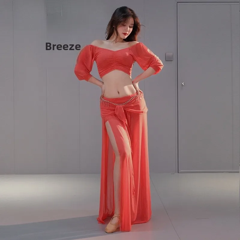Sexy Oriental Dance Belly Dance Costume Performance Costume 2025 Practice Suit Water Silk Eastern Dance Ow Beginner Up Orm Set