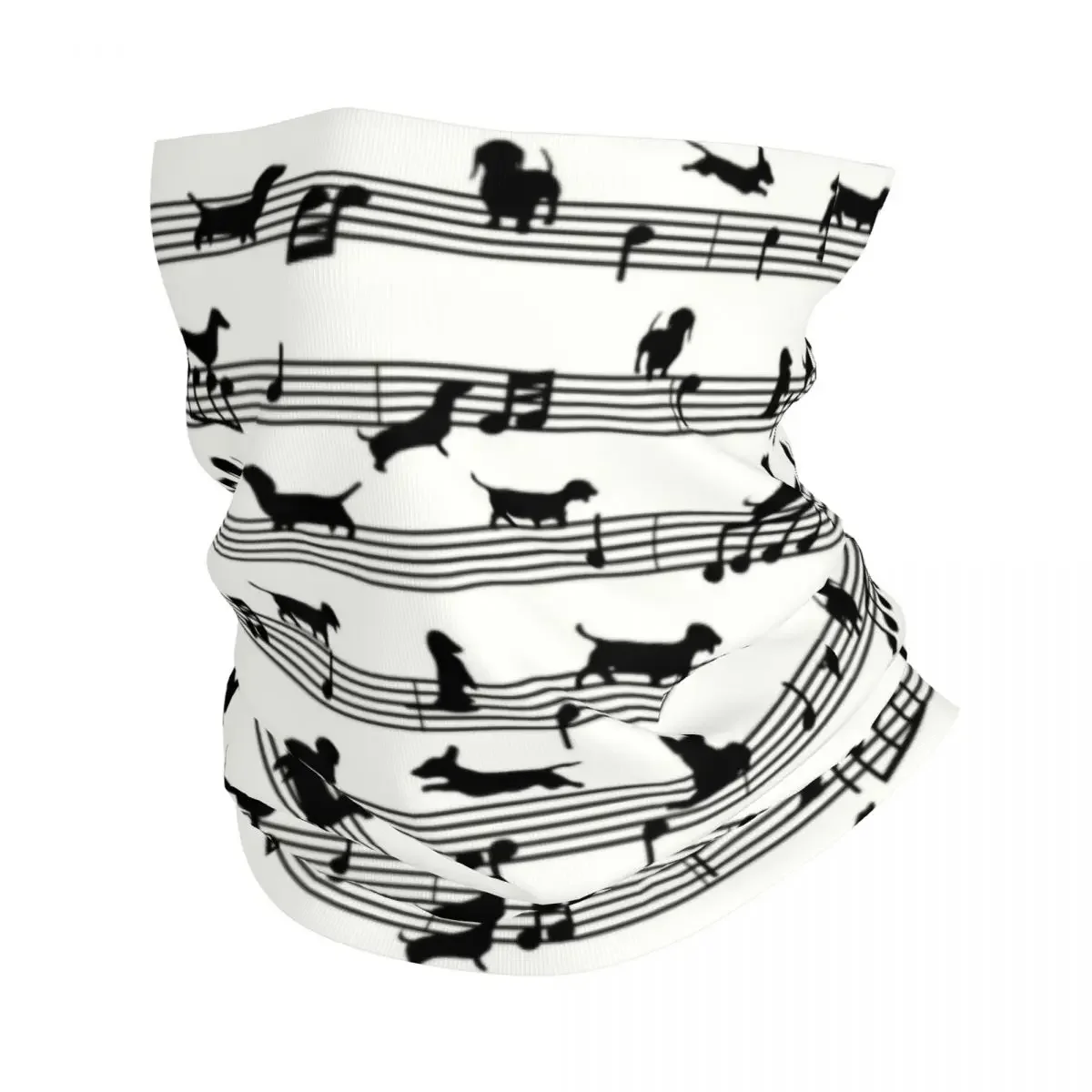 Music Notes Dachshund Dog Winter Neck Warmer Men Windproof Wrap Face Scarf for Ski Animal Gaiter Headband