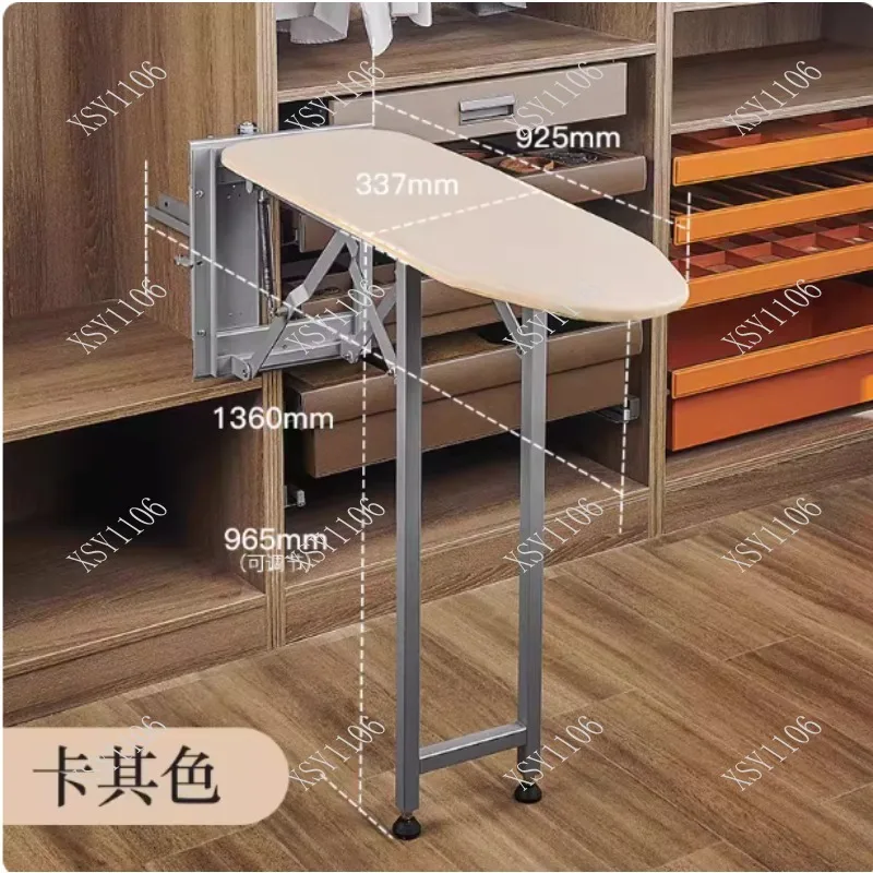 Foldable Steel Frame Wall Ironing Board 180° Rotating Heat-Reflective Layer for Closet Laundry Room Organization
