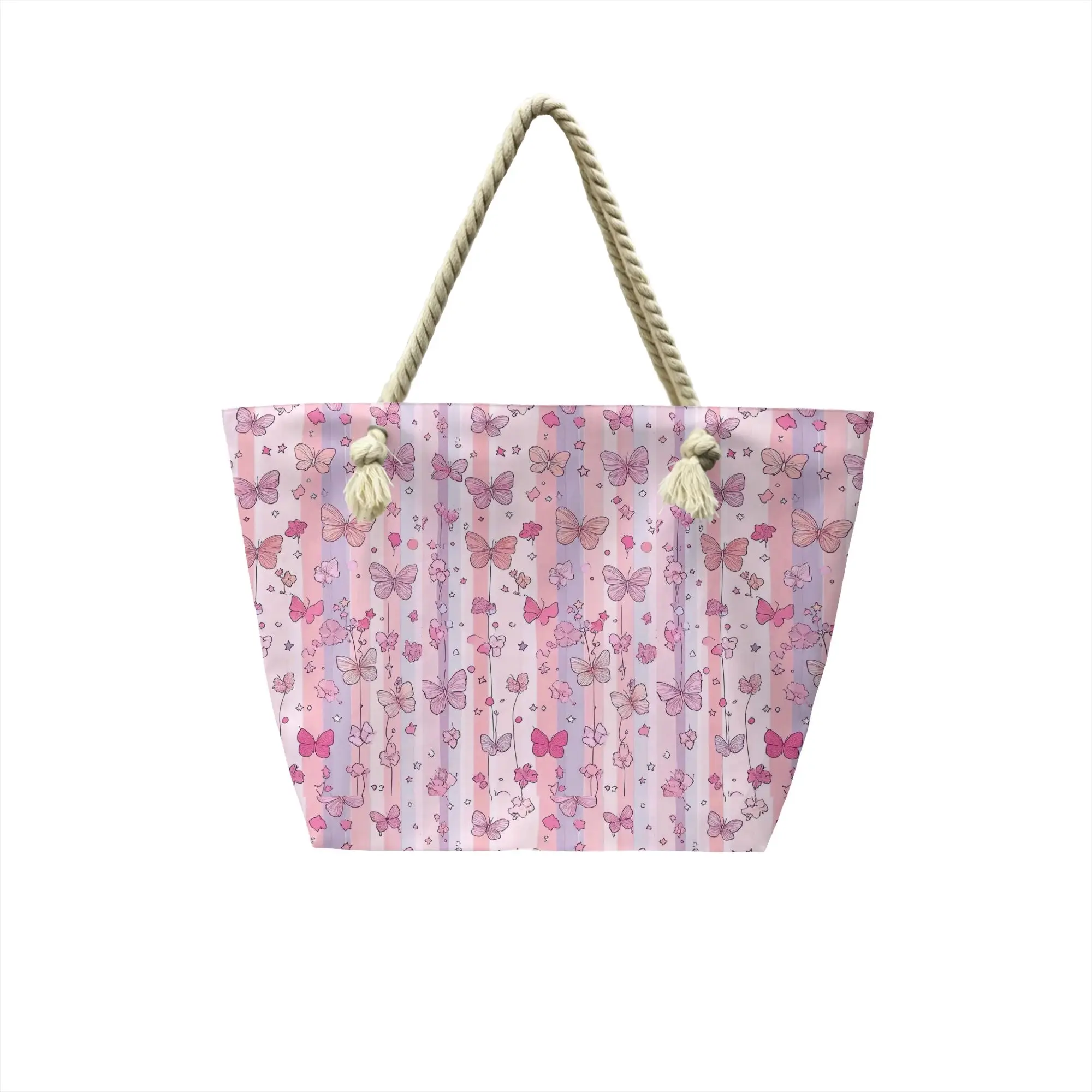 Cute Printing Butterfly Pattern Tote Shopping Bags Portable Canvas Shoulder Shopper  Handbag
