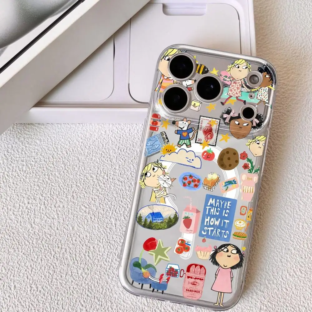 Cartoon C-Charlie And Lola Phone Case Magnetic Clear Case for iPhone 17 16 15 14 13 12 Pro Max Plus Slim Wireless Cover view 4