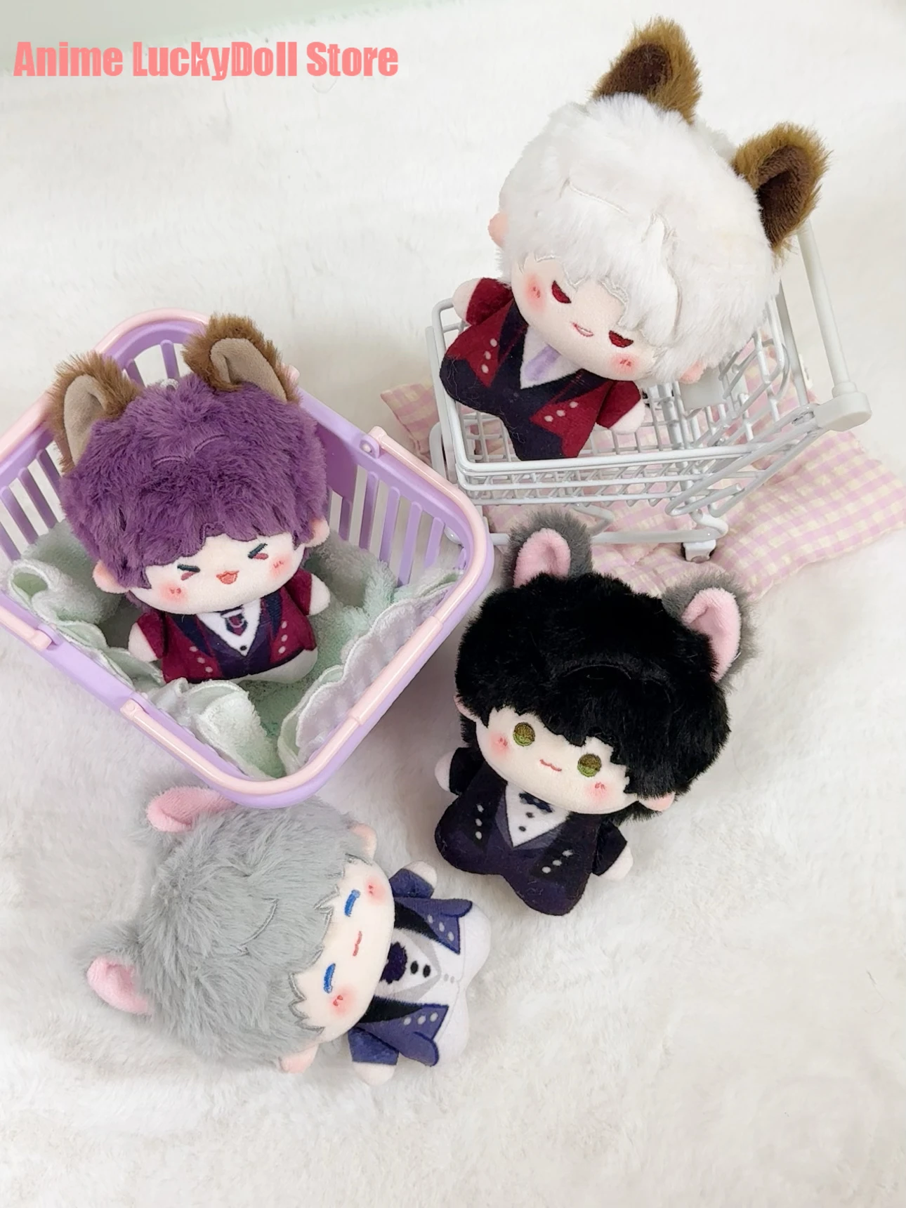Anime Xavier Sylus Love and Deepspace Zayne Rafayel Cat Ear Cosplay Doll Stuffed Toys Pendant Puppet Fluffy Maumet Keychain 10cm