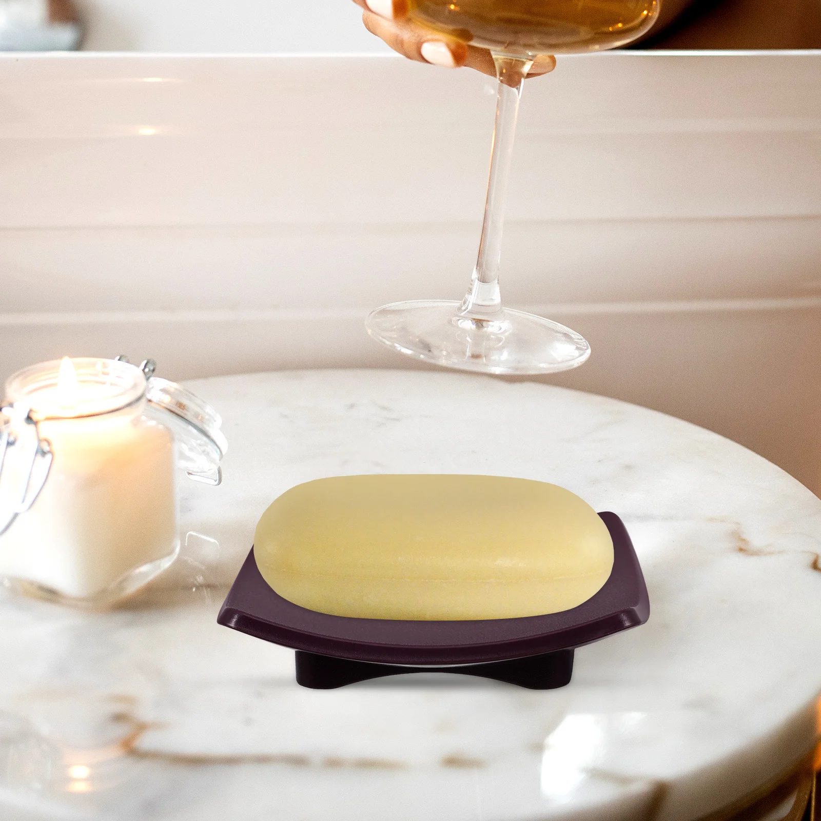 

Oval Dish For Bathroom Non-Slip Abs Bar Soap Holder Tray, Decorative Household Soap Box For Shower Toilet Countertop