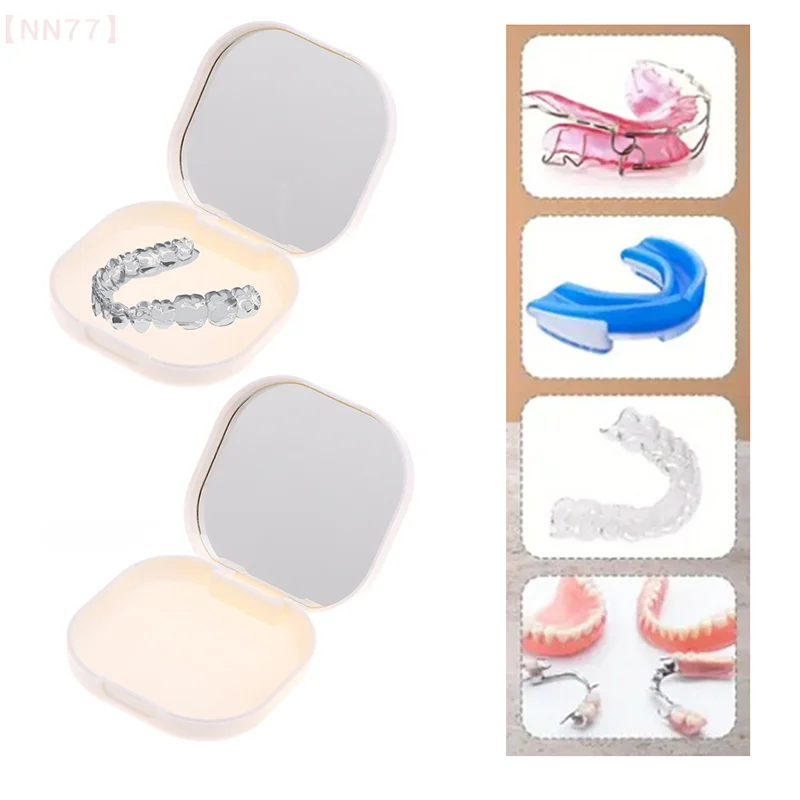 1 pz Bretelle Caso Con Specchio Dentale Scatola di Fermo Caso Fibbia Design Allineatore Bocca Guard Contenitore Per I Denti Da Viaggio Falsa Protesi