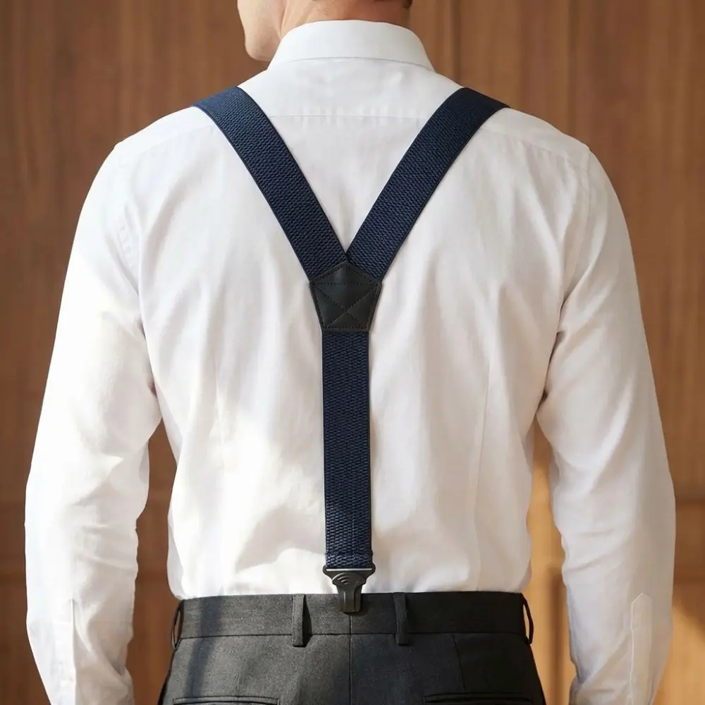 ヘビーデューティーワークサスペンダー-幅38cm-レトロ弾性パンツブレース-滑り止め付き-3グリッパークラスプ-y型サスペンダー-メンズギフト
