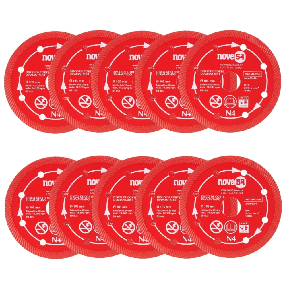 Kit 10 Diamond Cutting Discs 105mm N4 Nove54