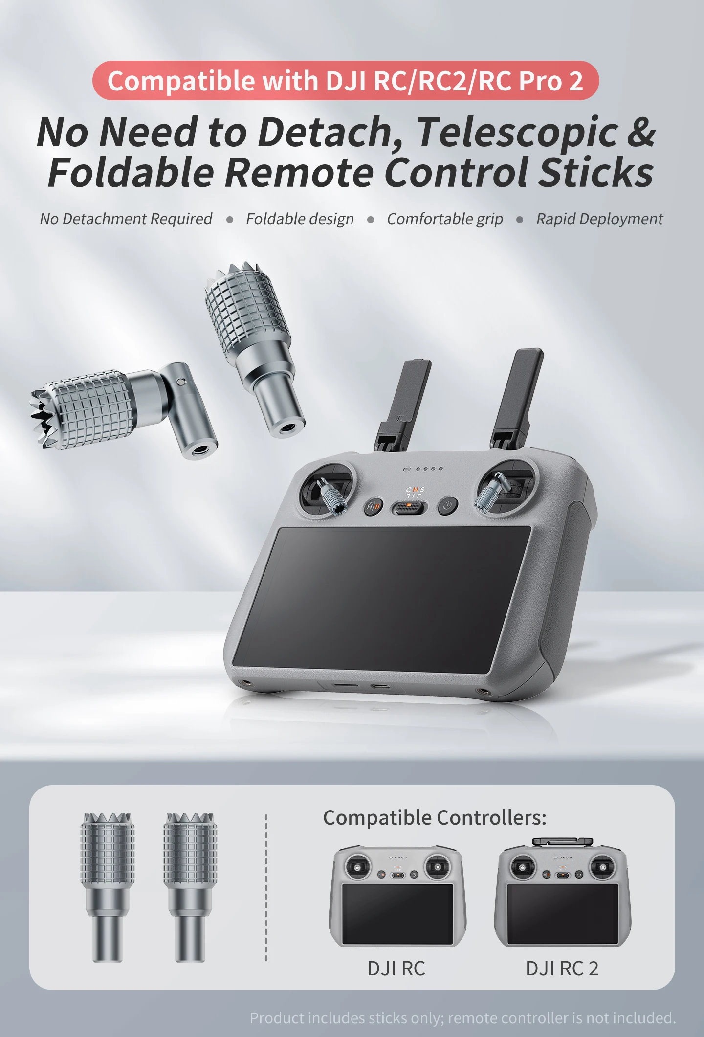 Neue Drone Fernbedienung Joystick Faltbare Für DJI FPV Avata 2 RC Pro2 Mini 4 Pro Air 3 Daumen Rocker stick Aluminium Ersetzen – Detail 3
