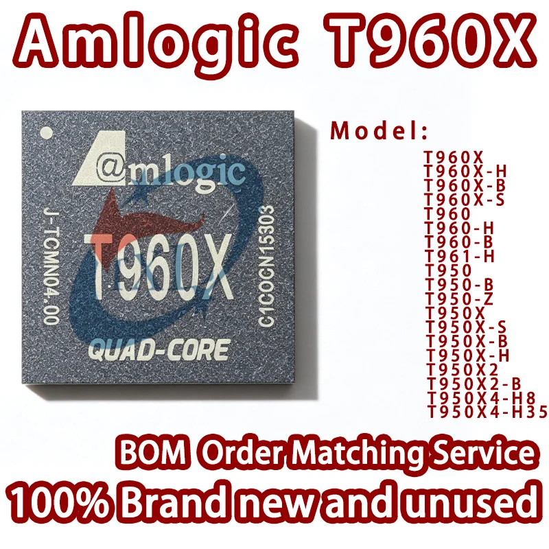 100% Brand New Amlogic T961 T960 T960X T950 T950X T950X2 T950X4-H8-H-B-S-Z-H35 Smart LCD TV System Processor Chip IC BGA
