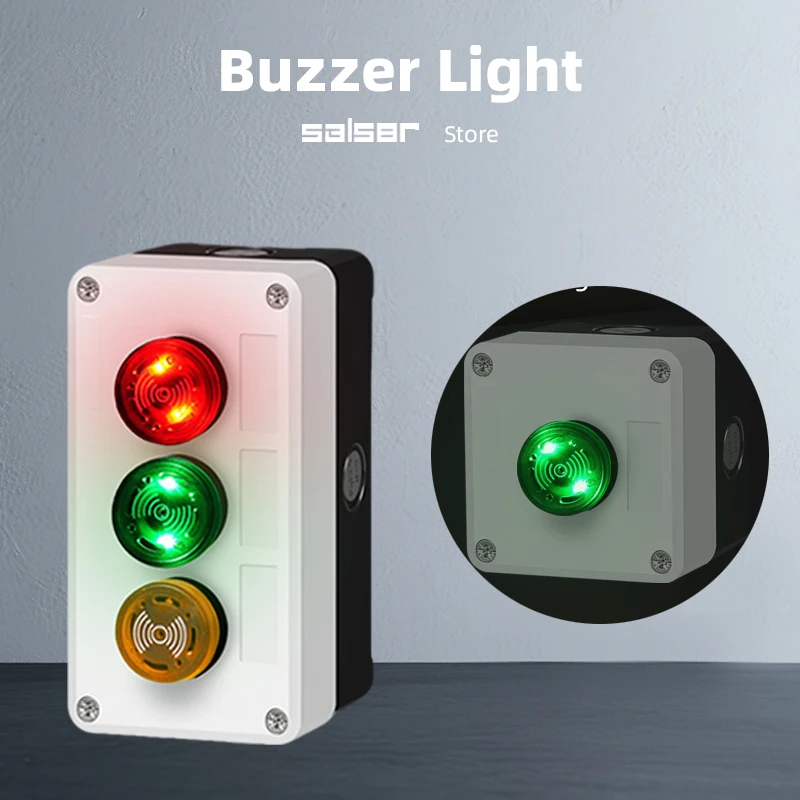 

Сигнальный мигающий зуммер, светодиодный прерывистый звуковой сигнал, универсальный переменный/постоянный ток, 24 В, 220 В, красный, зеленый, желтый, 2P, ручка переключателя