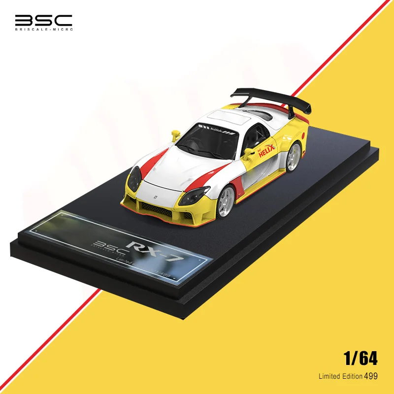 BSC 1:64 RX7 Veilside / Supra A80 Yellow White limited499 Diecast Model Car