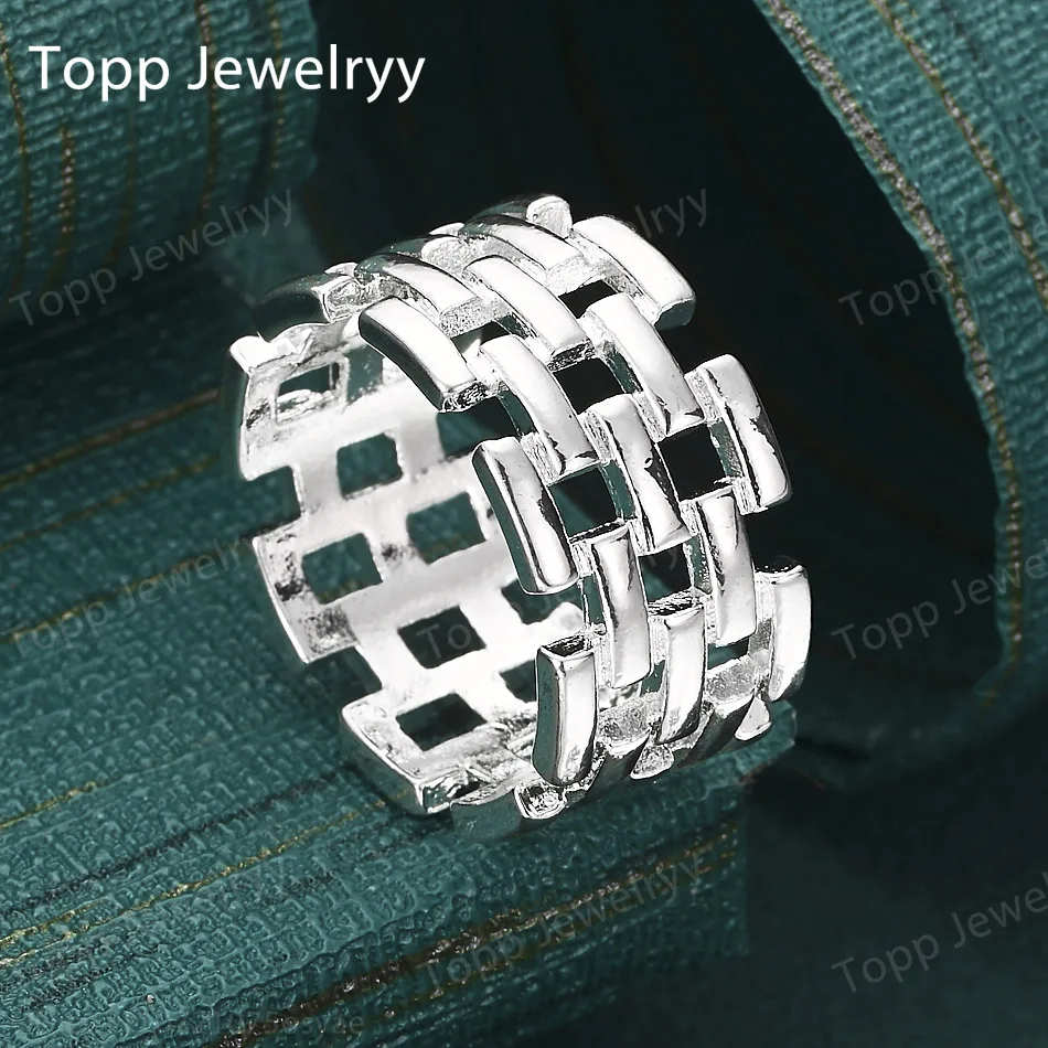 

Серебро 925 пробы 7-10 # Изысканное круглое плетеное кольцо из сетки для мужчин и женщин, модное элегантное украшение для дня рождения, вечеринки, подарок