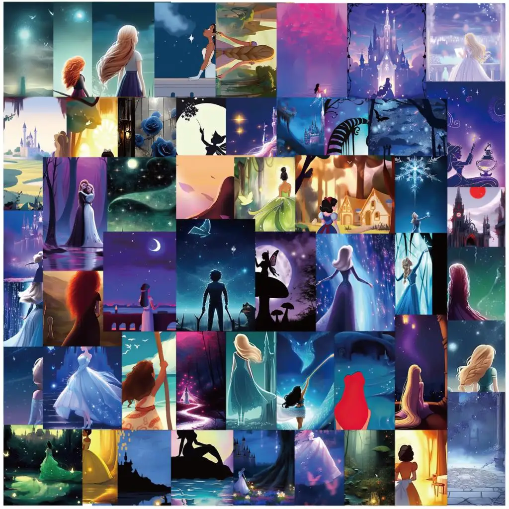 51 Stuks Retro Prinses Rug Cartoon Schattige Stickers Esthetische Graffiti Stickers Laptop Notebook Telefoon Decoratie Sticker Kind Speelgoed